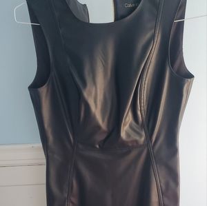 High Neck Leather black dress